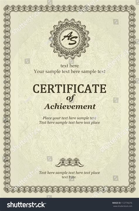 Elegant Classic Certificate Achievement Vintage Frames Stock Vector