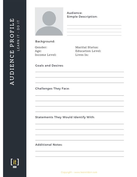 Audience Profile Worksheet Learn It Do It