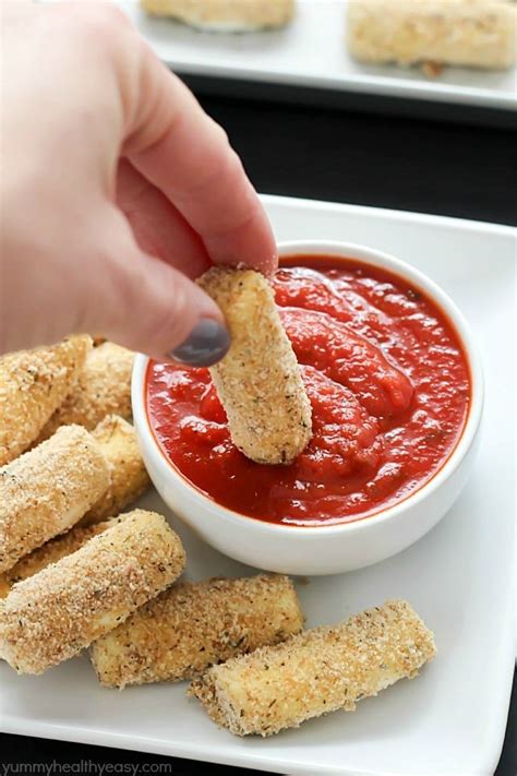 Baked Mozzarella Sticks Yummy Healthy Easy