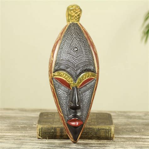 Fair Trade Artisan Crafted Wood African Mask For Wall Warrior Novica