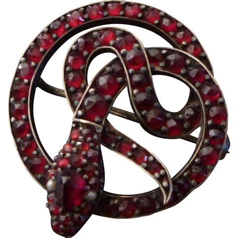 Antique Victorian Garnet Snake Brooch Victorian Jewelry Snake