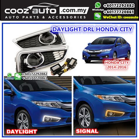 Dlaa car specific fog lamps. HONDA CITY 2014-2016 Daylight Daytime DRL + Signal + Fog ...