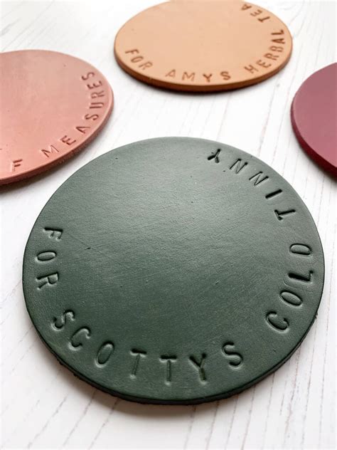 Hand Stamped Personalised Leather Coaster By Parkin And Lewis