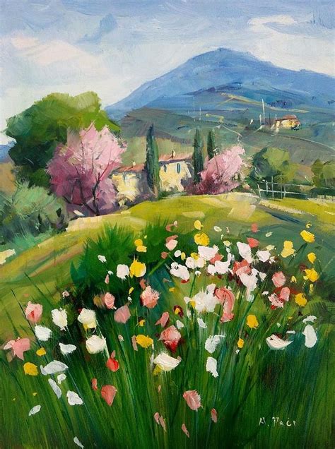 Painting Painting Blooming Tuscany Landscape By Alessandra Paci