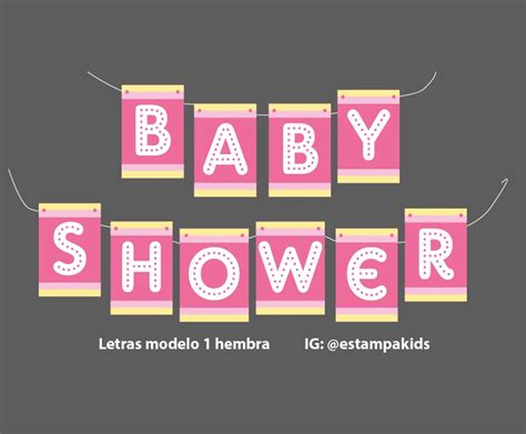 Baby Shower Letras Para Imprimir Hembra Bs 10008 En Mercado Libre
