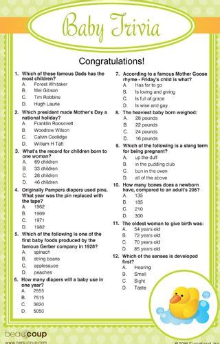 Baby Shower Trivia Game Questions Funny Baby Shower Quiz Questions