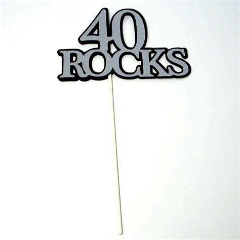 40th Birthday Topper 40 Rocks Sucker Bouquet Black And Etsy