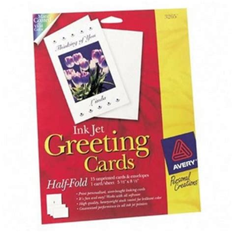 Avery Dennison Ink Jet Matte Coated Half Fold Greeting Card 55 Inch X