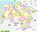 Administrative divisions map of Lower Saxony - Ontheworldmap.com