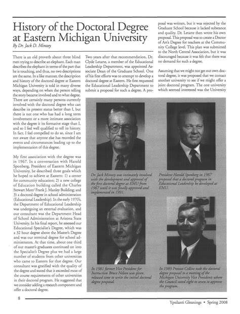 History Of The Doctoral Degree At Eastern Michigan University Ann