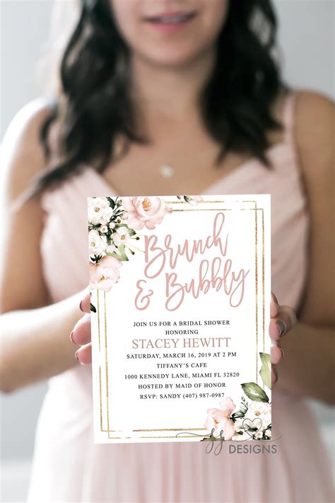 Brunch And Bubbly Invitation Bridal Shower Invite Editable Etsy