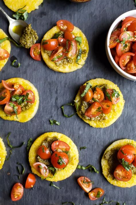Place in oven to keep warm. Pesto Polenta Bites with Tomato Bruschetta | Recipe ...