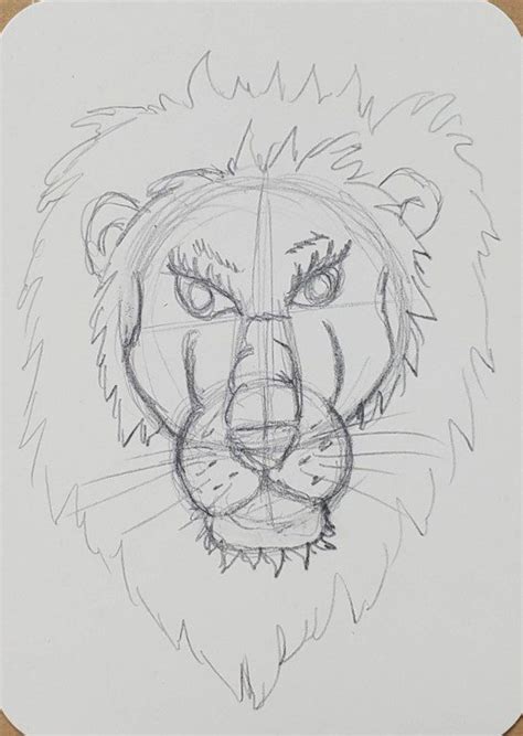 Simple Lion Head Drawing
