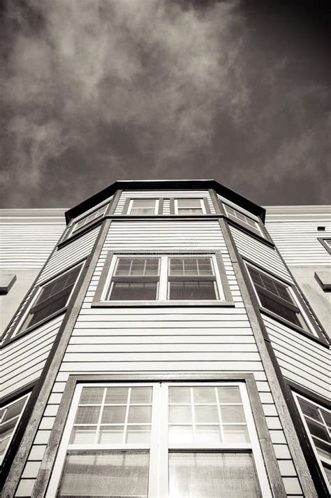 Creepy Black And White Portrait Of A House In San Francisco Stock Image