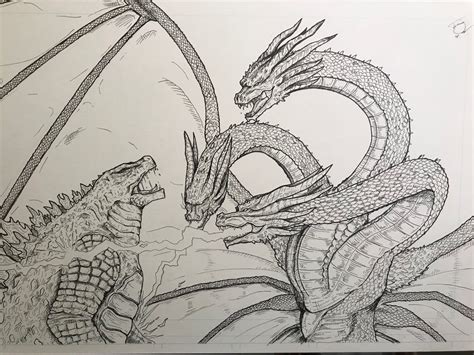 Cool How To Draw Godzilla 2019 Vs King Ghidorah Mariam Finlayson
