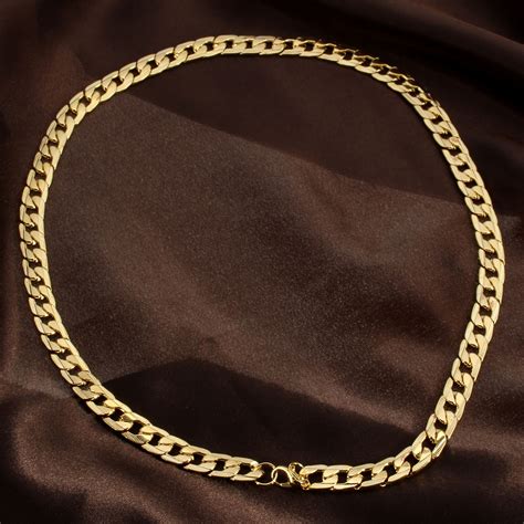 18k Gold Plated 10mm Men Chain 24inch Necklace Jewelry At Banggood