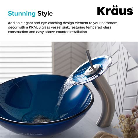 Kraus Gv 204 Irruption Blue Tempered Glass Vessel Sink With Pu Mr Chrome