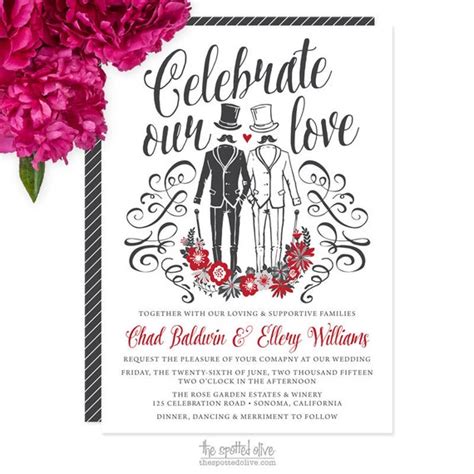 Same Sex Gay Wedding Invitations Diy Printable Or Printed Invitations Celebrate Our Love