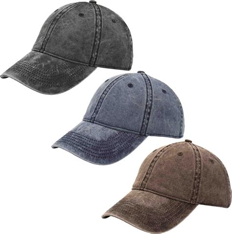 3 Pack Vintage Washed Cotton Adjustable Baseball Caps Men And Women
