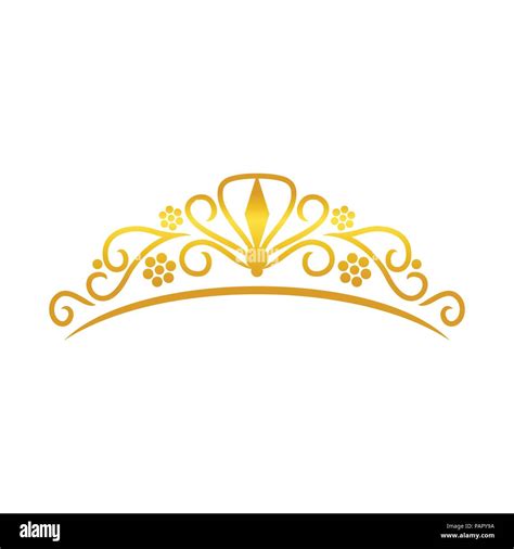 Beauty Golden Tiara Crown Vector Symbol Graphic Logo Design Stock