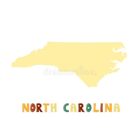 Usa Kollektion Landkarte Von Nord Carolina Gelbe Silhouette Vektor