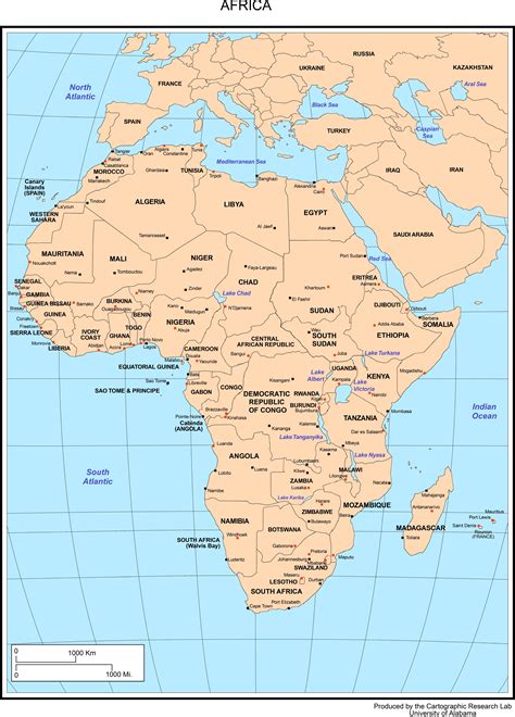 Africa Map With Countries And Cities Canyon South Rim Map