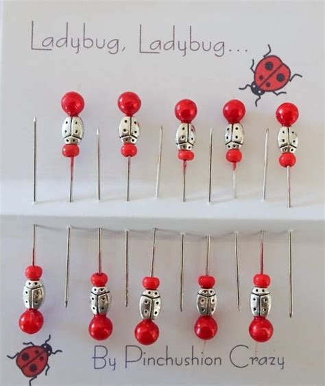 10 Ladybug Pins Decorative Sewing Pins Pincushion Pin