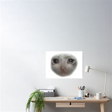 Crying Teary Eyed Sad Cat Meme Poster For Sale By Cleverjane Redbubble