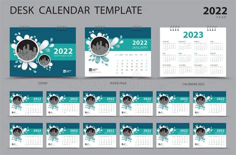 Desk Calendar 2023 Template Set Calendar Design Vector Illustration