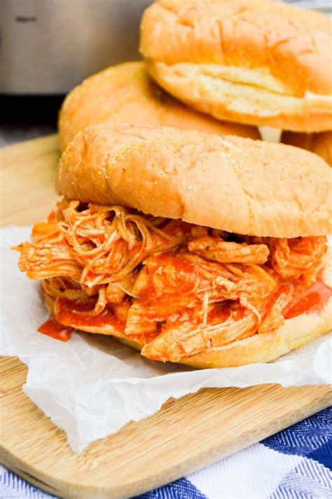 Sweet and sour pulled chicken sandwich. Shredded Buffalo Chicken Sandwich | Recipes, Slow cooker ...