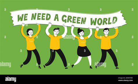 Ecology Protest Ecological Movement Environmental Activism Concept Flat Vector Illustration