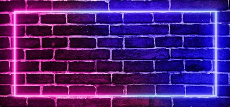Modern Double Colors Neon Lights On Brick Background Brick Background