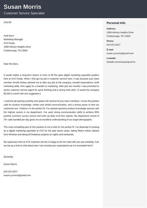 Good Cover Letter Examples For Job Application Free