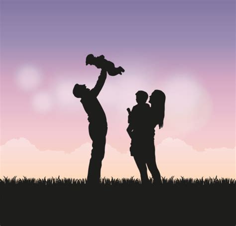 Find images of family silhouette. Happy family of four silhouette vector material_Download ...