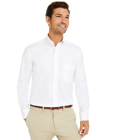 Club Room Mens Classicregular Fit Performance Wrinkle Resistant White