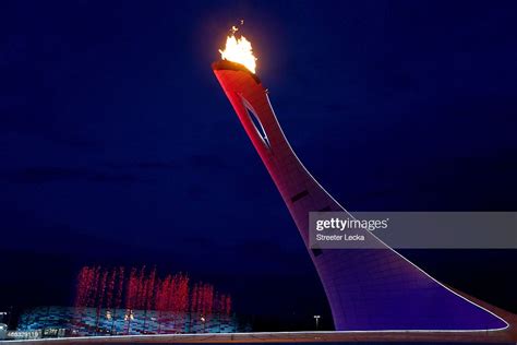 A General View Of The Olympic Flame And Fountain During Day 3 Of The