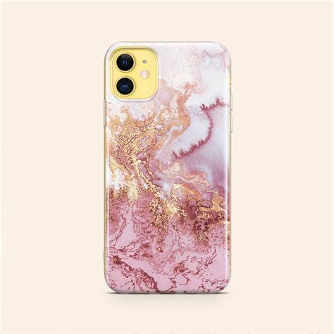 Marble Iphone Case Rose Gold Marble Iphone 12 Pro Case Gold Etsy