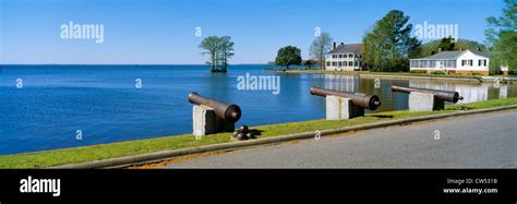 Cannons And Barker House From 1762 Overlooking Albemarle Sound Edenton