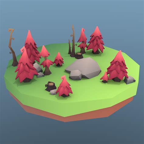 Low Poly Tree Package 3d Model Low Poly Games Low Poly Low Poly