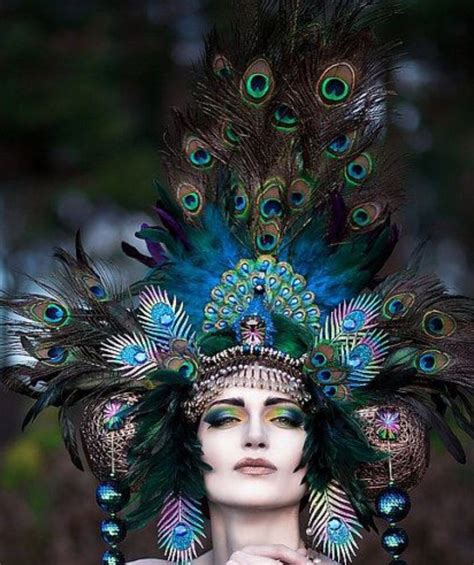 Peacock Headdress Peacock Futuristic Fashion Design Burlesque Costume