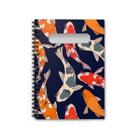 Koi Fish Print Spiral Notebook Ruled Line 118 Pages Etsy