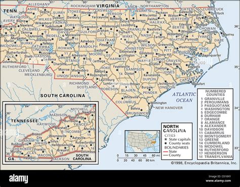 Political Map Of North Carolina Stock Photo Alamy