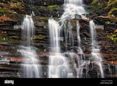Autumn Flow Along Kitchen Creek Creates Multi Tiered Ganoga Falls In