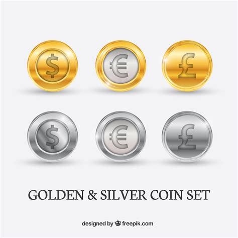 Golden And Silver Coins Pack Vector Premium Download
