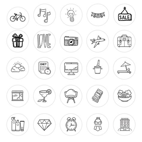 Instagram Story Highlight Icon 50 Black And White Icons Etsy