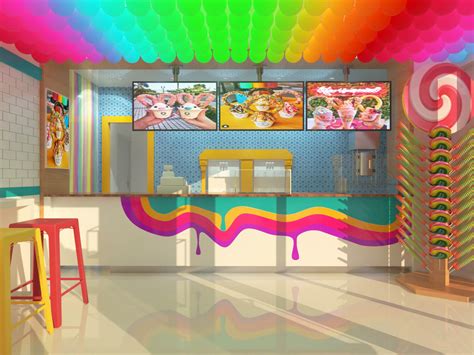 Street Ice Cream Shop Interior Design Retail Frozen Yogurt Store