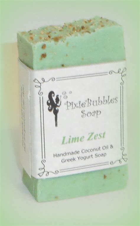 Handmade Soap Exfoliating Pixiebubbles Lime Zest Coconut Oil Greek