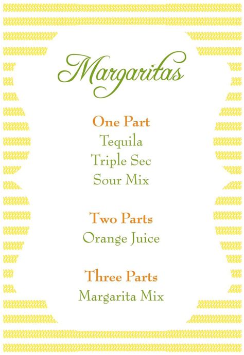 Cinco De Mayo Margarita Recipe Card Margarita Recipes Cinco De Mayo