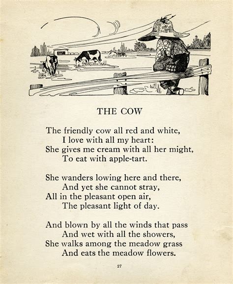 The Cow ~ Vintage Poem And Clip Art Old Design Shop Blog