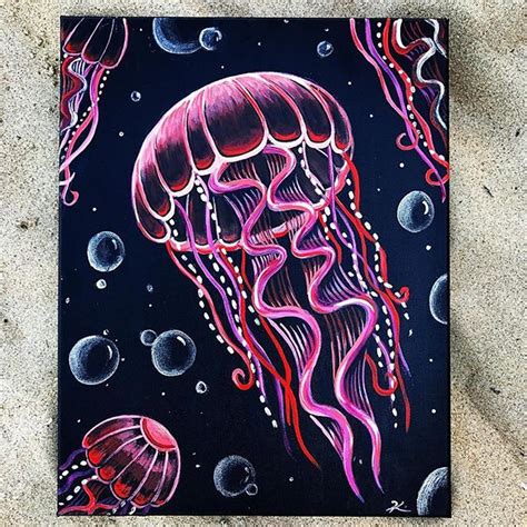 Jelly Fish Artwork Etsy Cute Canvas Paintings Canvas Painting